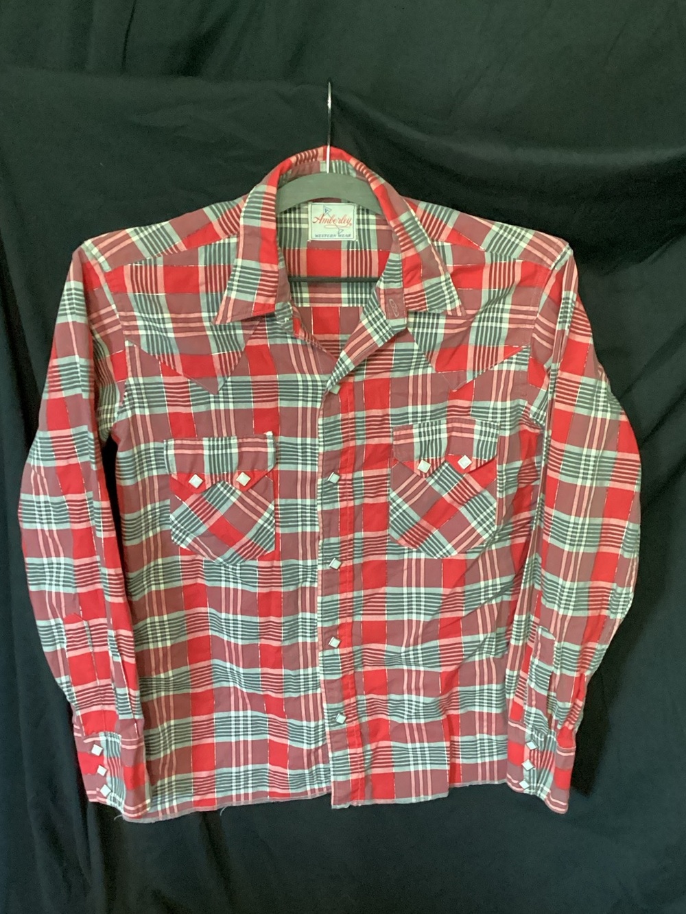 Vintage 1950’s Amberley Western Wear Plaid Pearl Snap Cowboy Shirt